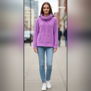 Eddie Bauer Purple/pink Marled Pullover Cowlneck Sweatshirt, Size Large